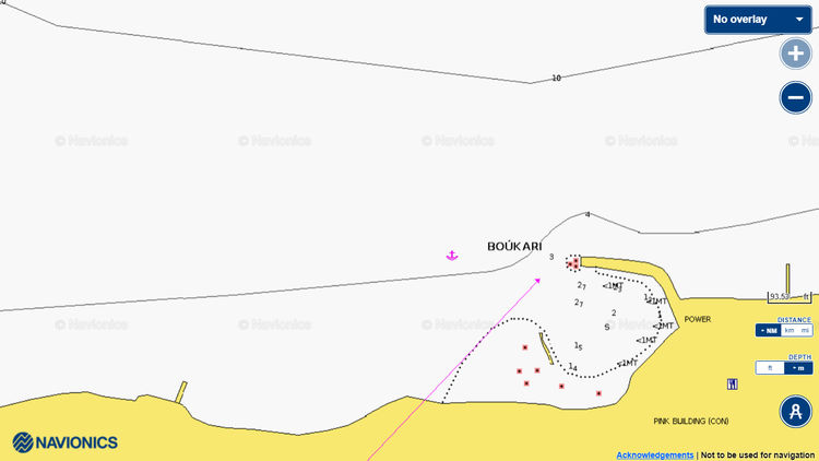 Открыть карту Navionics  стоянок яхт яхт у пляжа Мпукари
