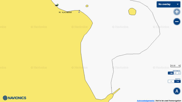Открыть карту Navionics  якорной стоянки яхт у пляжа Нотос