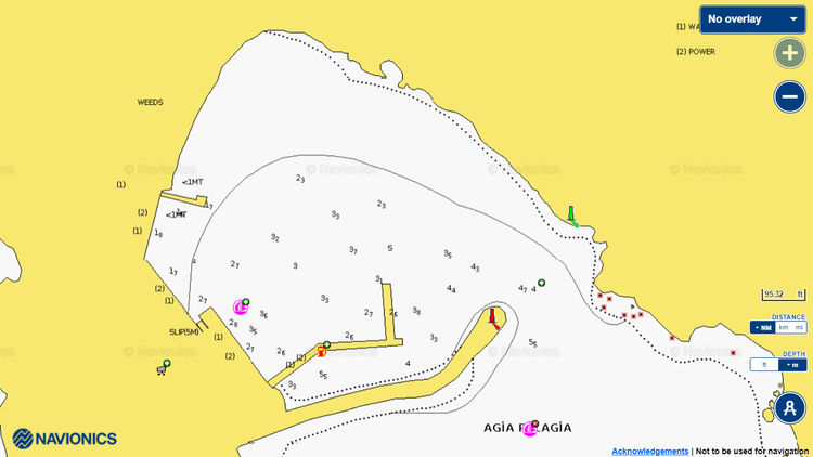 Открыть карту Navionics стоянок яхт в порту Агия Пелагия