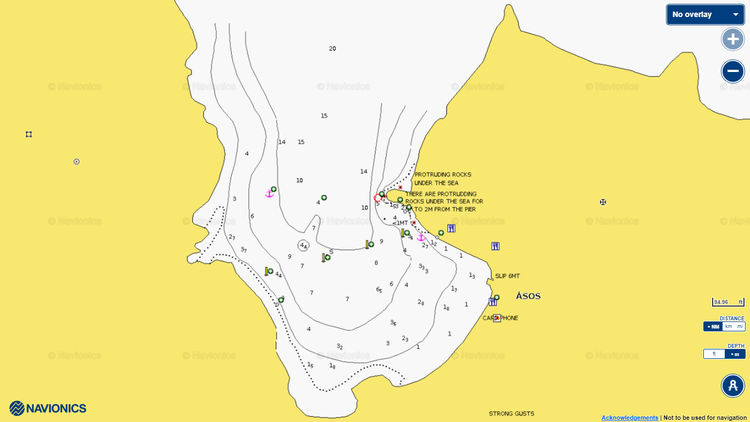 Открыть карту Navionics стоянок яхт в Асос