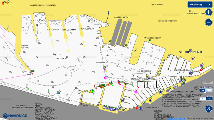 Открыть карту Navionics стоянок яхт в марине  Генуя