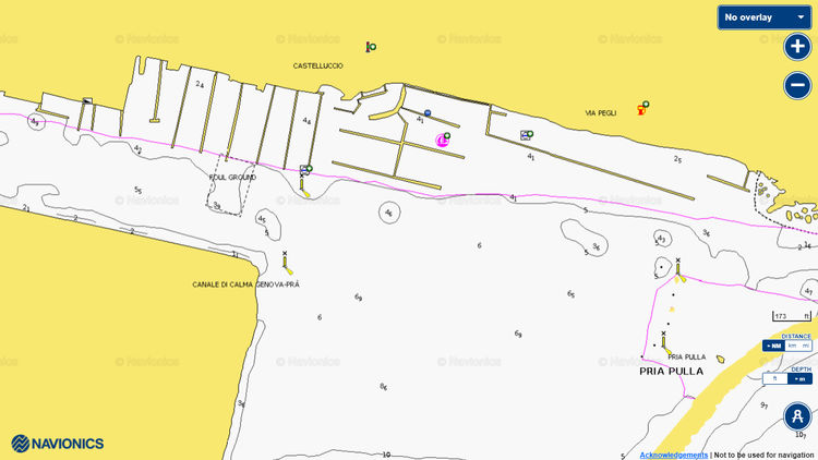 Открыть карту Navionics стоянок яхт в марине  Кастеллючо