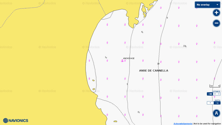 Карта Навионикс якорной стоянки яхт в бухте Каннелла