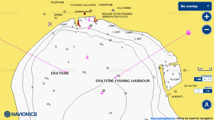 Открыть карту Navionics стоянок яхт в Эратини