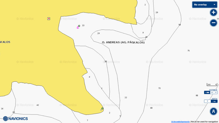 Открыть карту Navionics стоянки яхт бухте Андреас