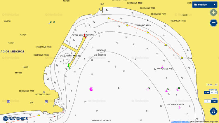 Открыть карту Navionics стоянок яхт в бухте Святого Исидора