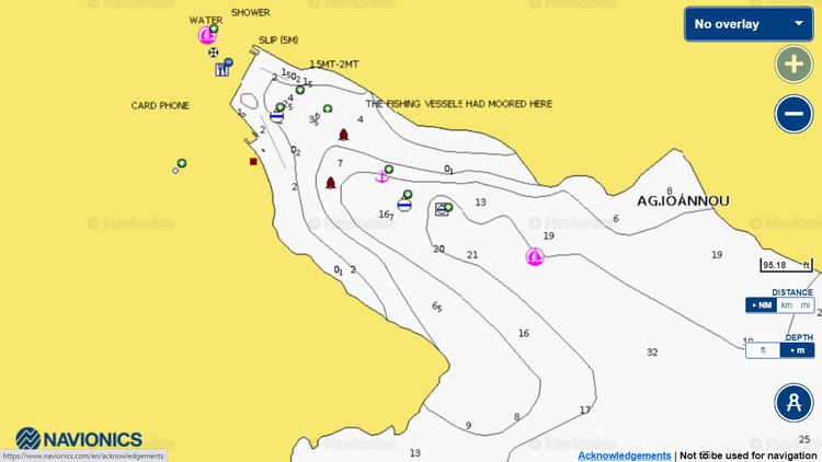 Открыть карту Navionics стоянок яхт бухте Святого Янниса