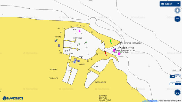 Открыть карту Navionics стоянок яхт в порту Ксилокастро