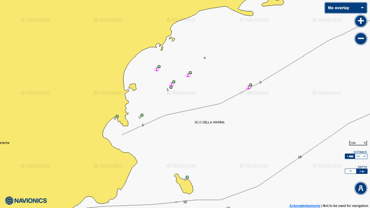 Открыть карту Navionics якорной стоянка яхт в бухте Буон Дормирео