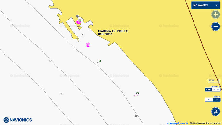 Открыть карту Navionics стоянок яхт в марине Боларо