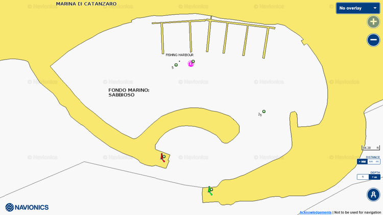 Открыть карту Navionics стоянки яхт в марине Катандзаро