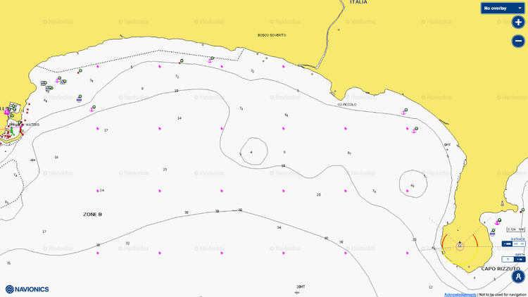 Открыть карту Navionics якорной стоянки яхт в бухте Пикколо