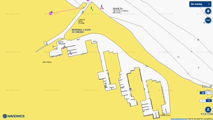 Открыть карту Navionics стоянки яхт в марине Лаги-ди-Сибари
