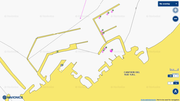 Открыть карту Navionics стоянок яхт в марине Кантьери дель Суд