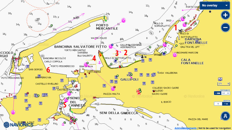 Открыть карту Navionics стоянок яхт в Галлиполи