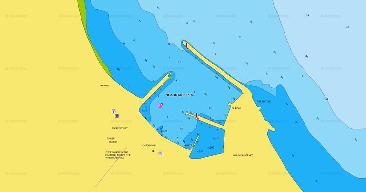 Открыть карту Навионикс стоянок яхт в Неа Ираклица