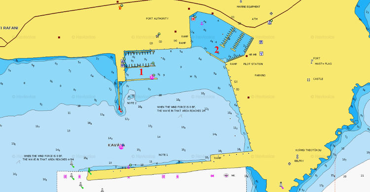 Открыть карту Навионикс стоянок яхт в порту Кавала