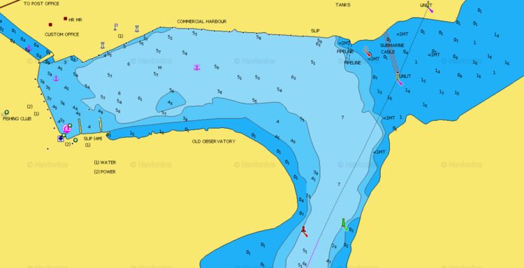 Открыть карту Навионикс стоянок яхт в Цукас марине