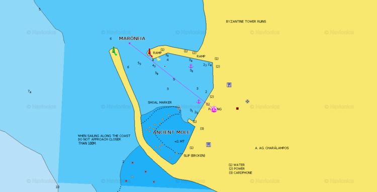 Открыть карту Навионикс стоянок яхт в фишпорту Марония