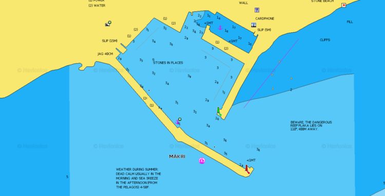 Открыть карту Навионикс стоянок яхт в фишпорту Макри