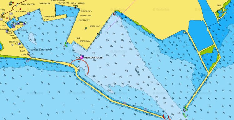 Открыть карту Навионикс стоянок яхт в порту Александруполис