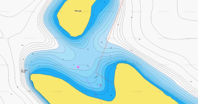 Открыть карту Навионикс якорной стоянки яхт на севере острова Шипан