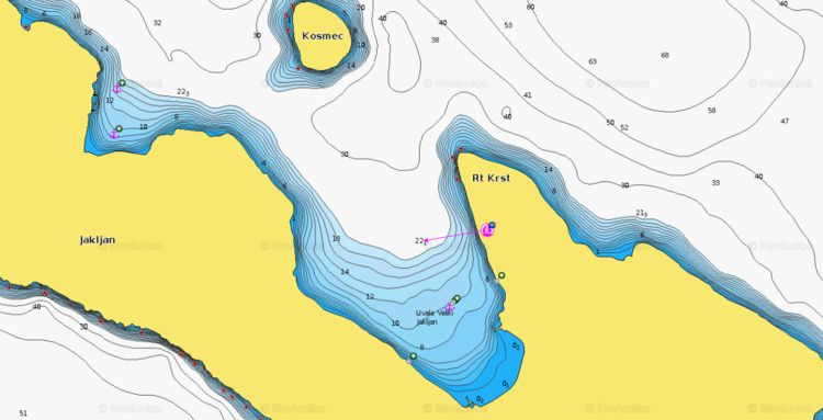 Открыть карту Навионикс стоянок яхт в бухте Большой Яклян
