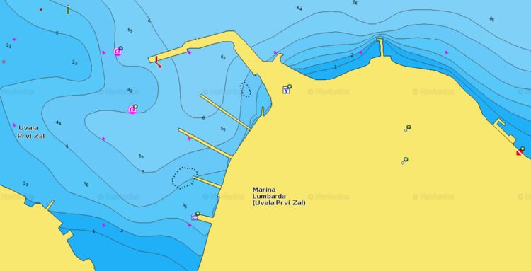 Открыть карту Navionics стоянок яхт в маринt Лумбарда