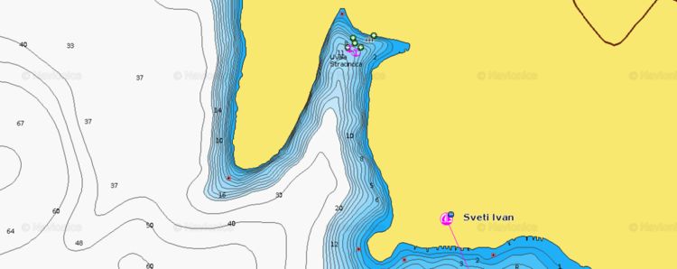 Открыть карту Navionics стоянок яхт в бухте Страчинчица