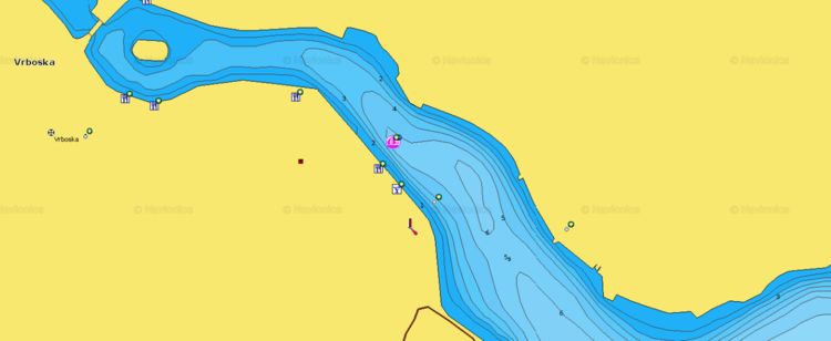 Открыть карту Navionics стоянок яхт у набережной Врбоска