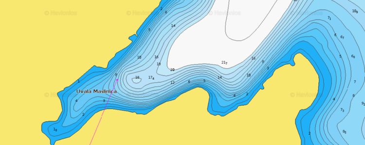 Открыть карту Navionics якорной стоянки яхт в бухте Маслиница
