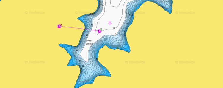 Открыть карту Navionics якорной стоянки яхт в бухте Жукова