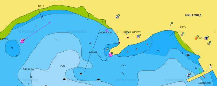Открыть карту Navionics стоянок яхт в Бакия марине