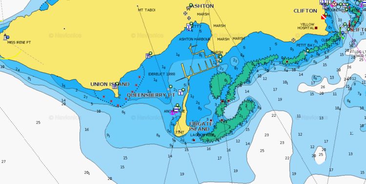 Открыть карту Navionics стоянок яхт у острова Фрегат