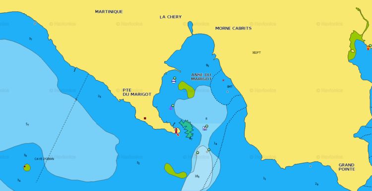 Откыть карту Navionics якорной стоянке у Св. Анны на Мартинике