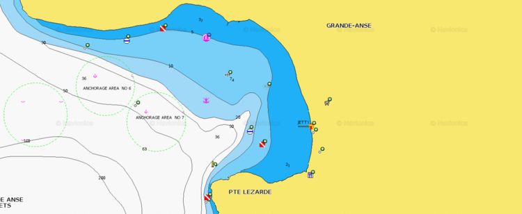 Откыть карту Navionics стоянки яхт на якорях и буях в бухте Большой Арле