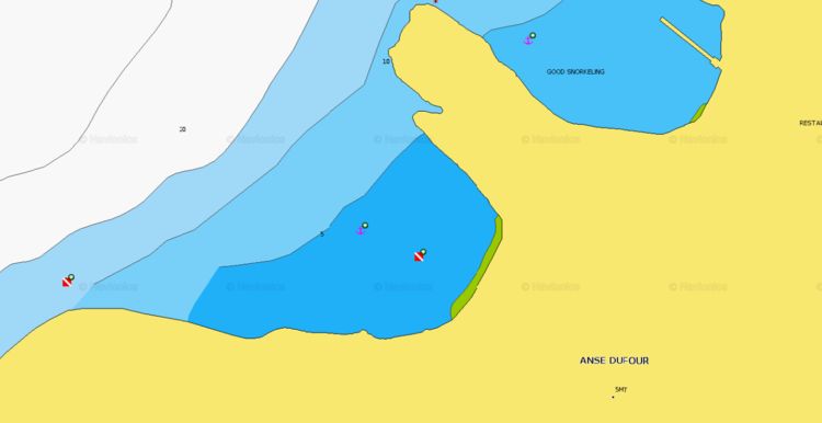 Откыть карту Navionics якорной стоянки яхт в бухте Дюфур