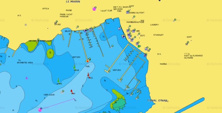 Откыть карту Navionics яхтенной марины дю Марин