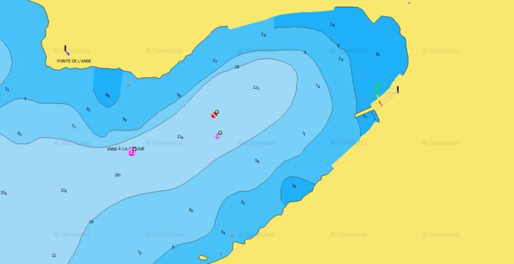 Откыть карту Navionics стоянки яхт на буях и якорях в бухте Барк