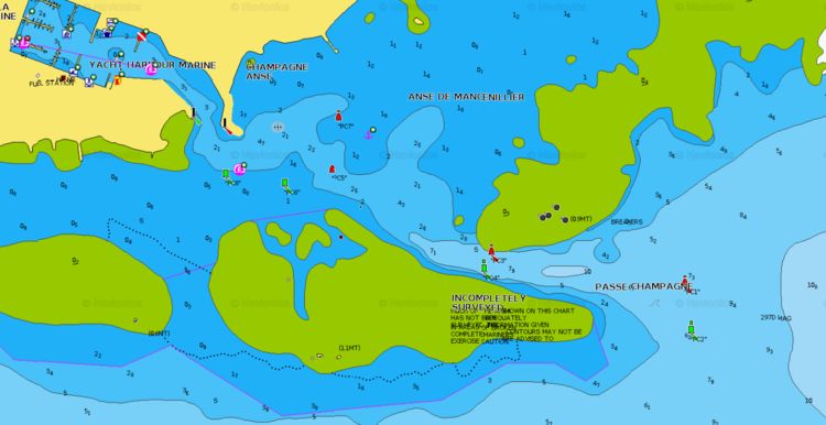 Откыть карту Navionics  подходов к яхтенной марине Святого Франсуа
