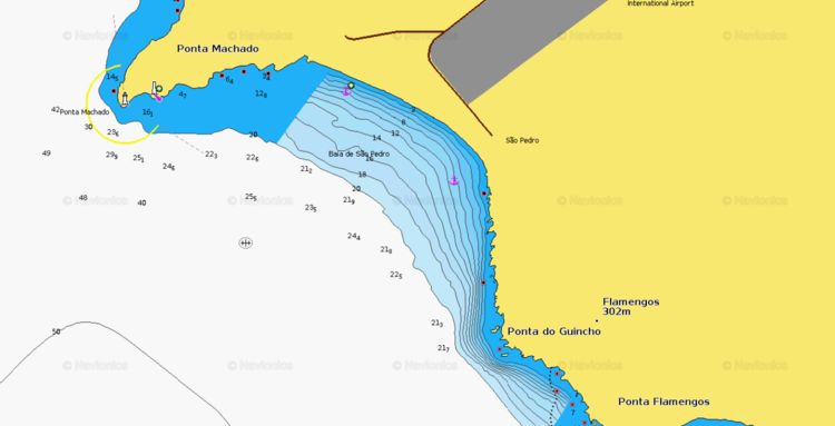 Открыть карту Navionics  якорной стоянки яхт в бухте Святого Педро