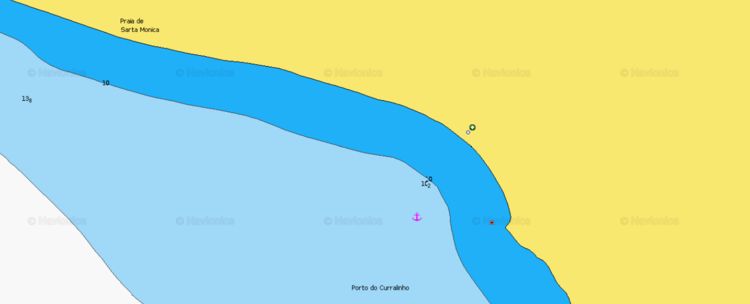 Открыть карту Navionics яхтенных стоянок у пляжа Санта Моника. Остров Боа-Вишта. Кабо-Верде.