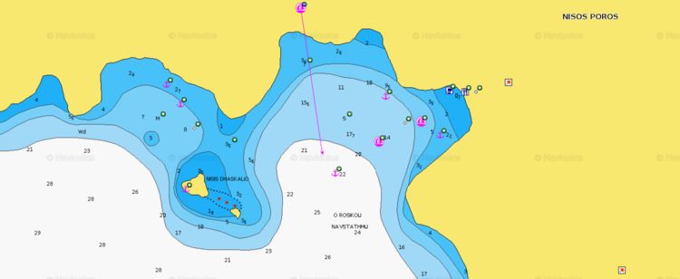 Открыть карту Navionics якорная стоянка яхт в Русской бухте