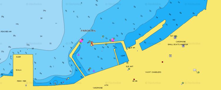 Открыть карту Navionics стоянок яхт в марине Пароика