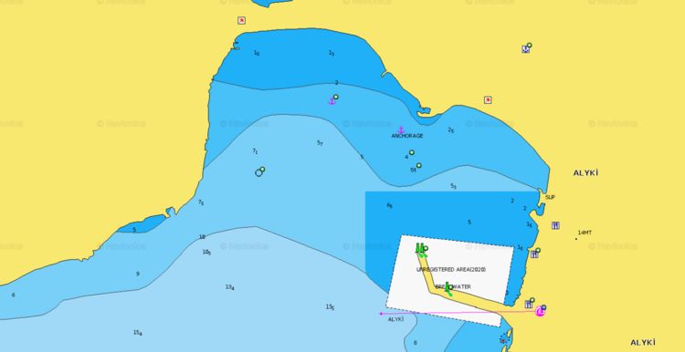 Открыть карту Navionics стоянок яхт в в Алики