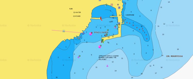 Открыть карту Navionics стоянок яхт в Писо Ливади