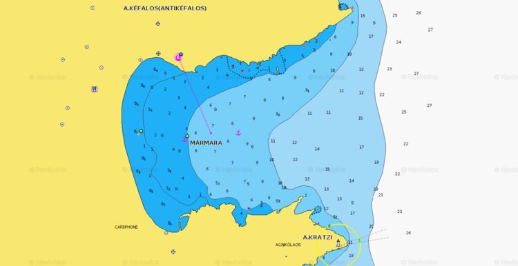 Открыть карту Navionics якорных стоянок яхт в бухте Мармара
