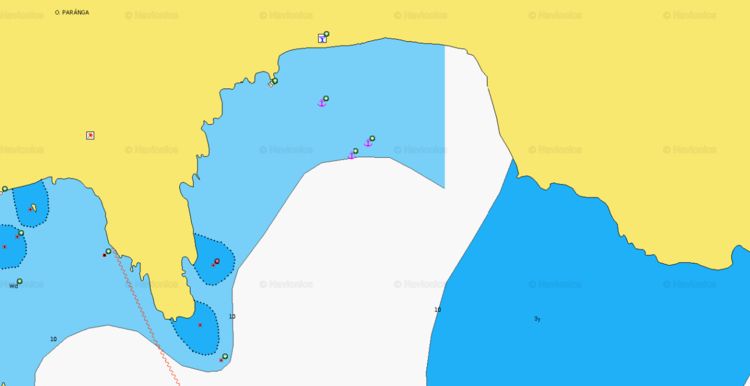 Открыть карту Navionics якорной стоянки яхт в бухте Орнос