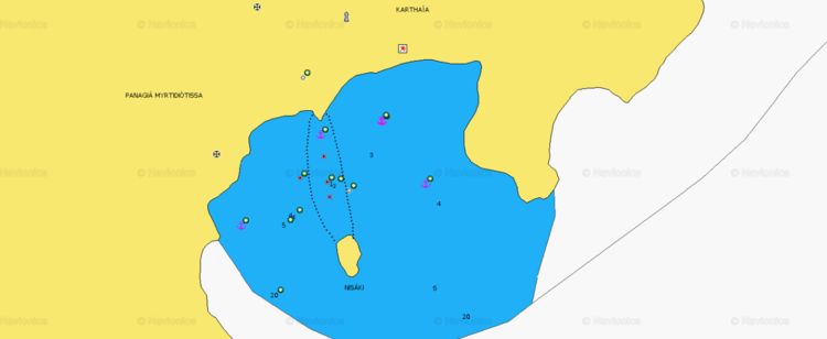 Открыть карту Навионикс якорной стоянки яхт в Картае
