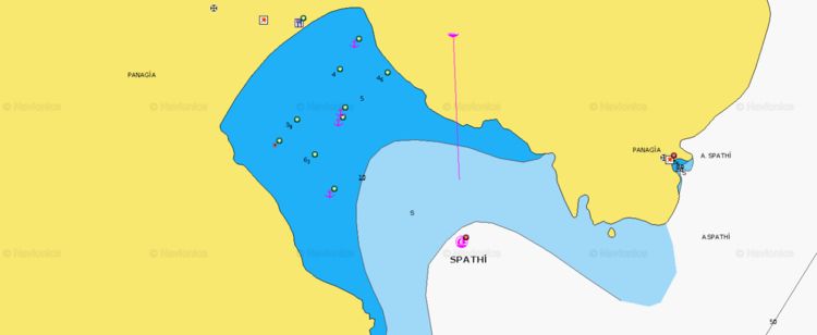 Открыть карту Навионикс якорной стоянки яхт в Спати